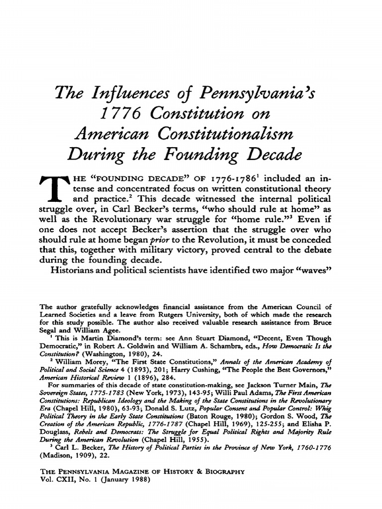 Pennsylvania's 1776 Constitution Impact | PDF | Common Sense ...