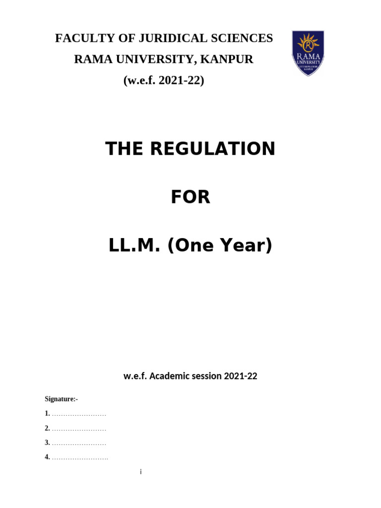 LL.M Course Regulations and Syllabus 2021-22 | PDF | Survey Methodology ...