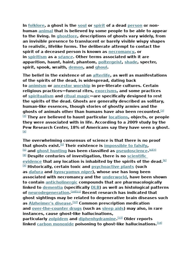 Understanding Ghosts in Folklore | PDF