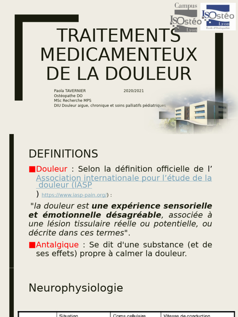 Traitements médicamenteux de la douleur | PDF | Morphine | Antalgique