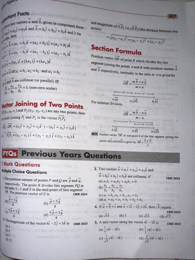 Vectors Pyq | PDF | Euclidean Vector | Angle