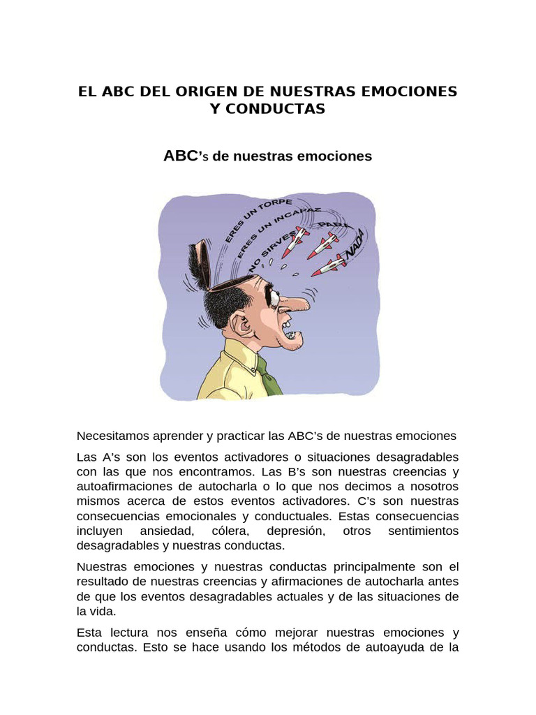 ABC de Emociones y Conductas | PDF | Las emociones | Terapia racional ...