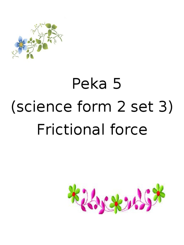 Peka 5 (Science Form 2 Set 3) Frictional Force | PDF