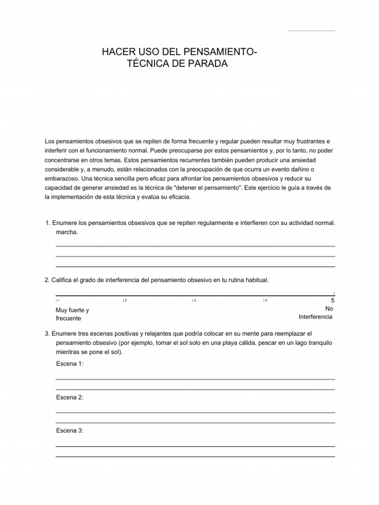 Making use of thought stopping technique pdf pensamiento ansiedad