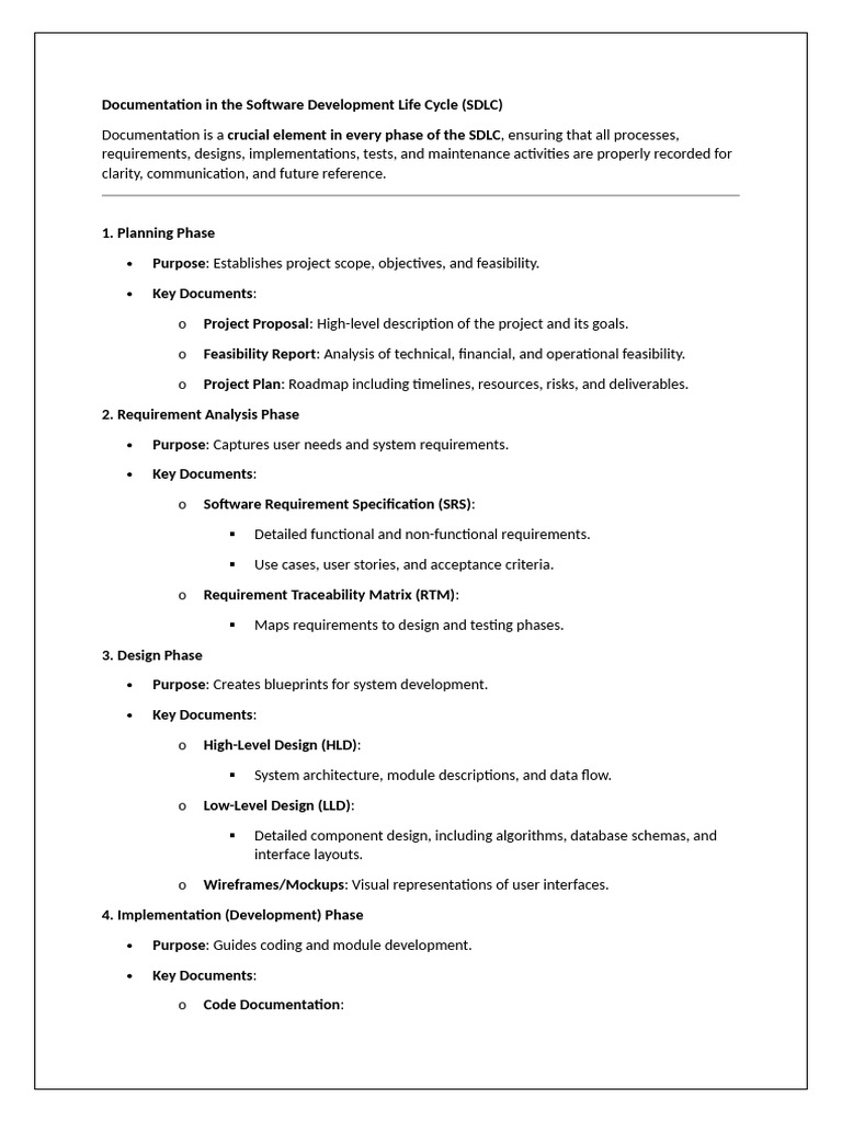 Essential Documentation in SDLC | PDF | Method (Computer Programming ...