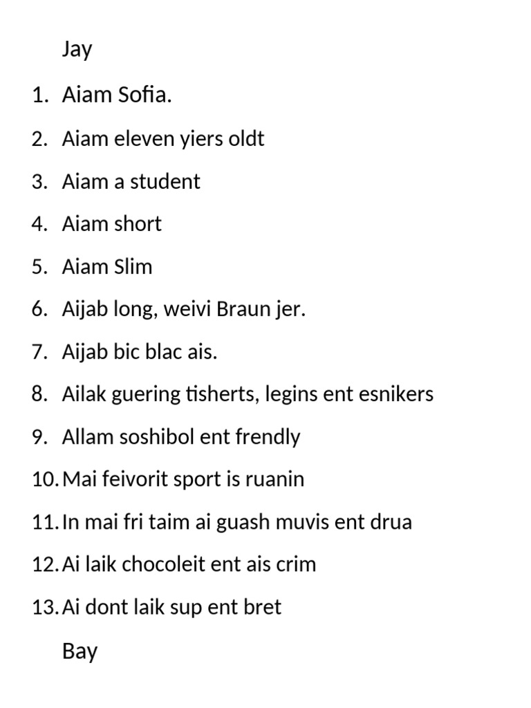 Profile Of A Young Student Named Jay Pdf