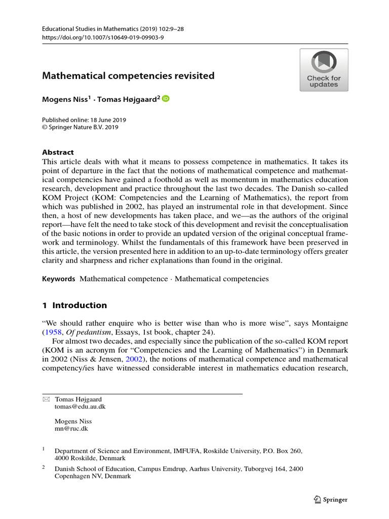 Mathematical Competencies Revisited | PDF | Mathematics | Deductive ...