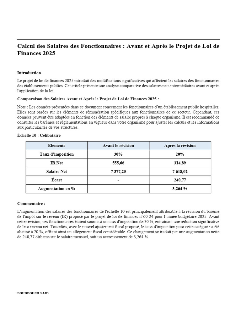 Salaires Fonctionnaires : Impact PLF 2025 | PDF | Impôt sur le revenu ...