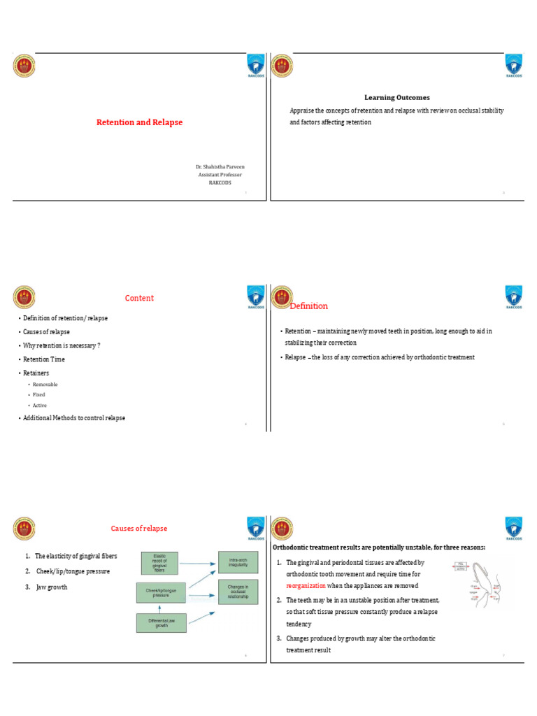 Retention and Relapse in Orthodontics | PDF | Orthodontics | Dentistry ...