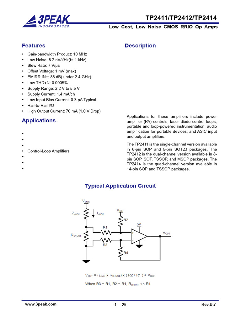 TP2412/TP2414 Op Amps Overview | PDF | Amplifier | Electrostatic Discharge