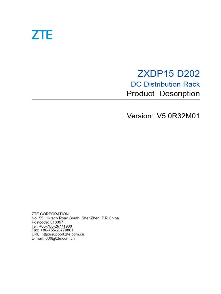 Product Description of ZXDP15 D202 DC Distribution Rack