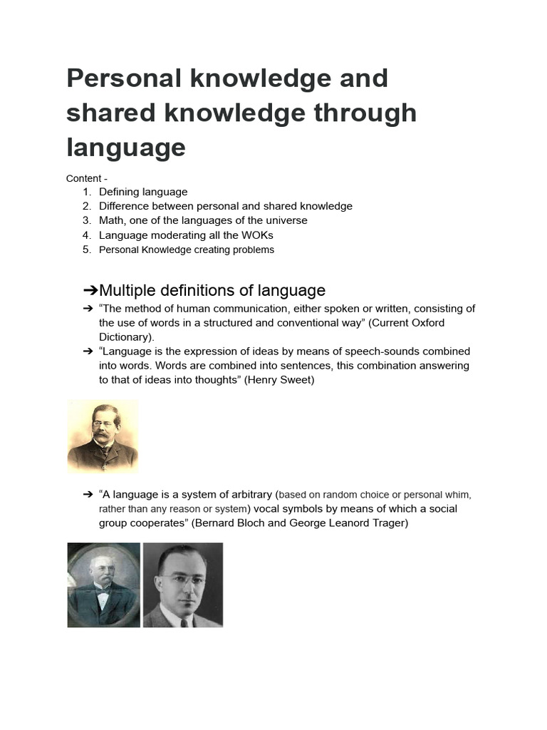 Personal vs Shared Knowledge in Language | PDF | Knowledge | Faith