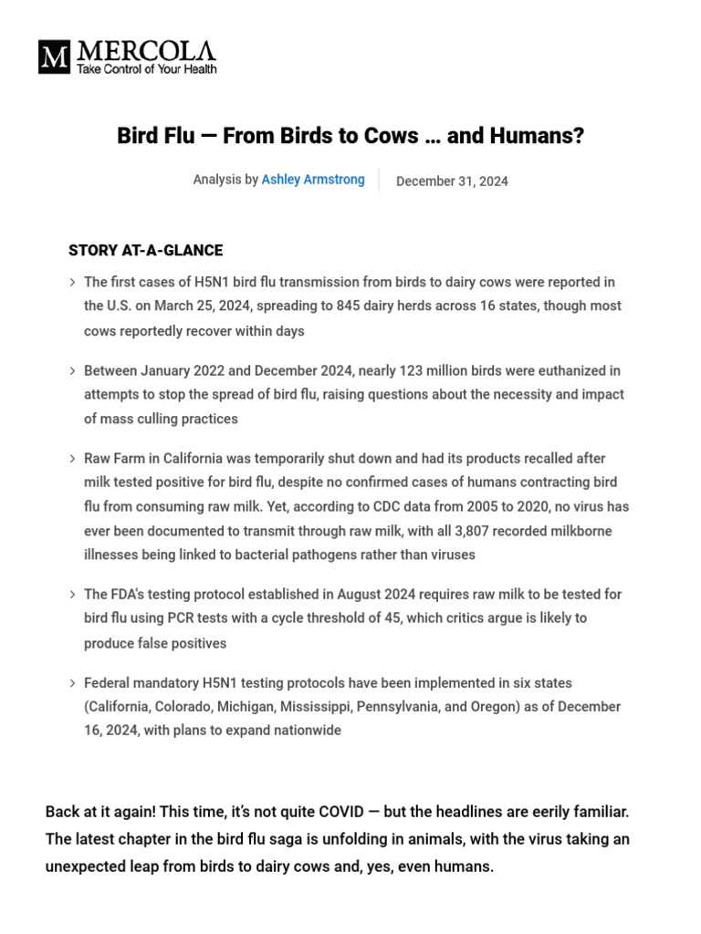 h5n1-bird-flu-pdf | PDF | Influenza A Virus Subtype H5 N1 | Avian Influenza