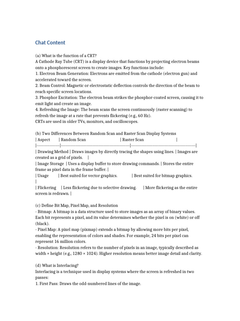 Chat Content Pdf Display Technology Computer Graphics