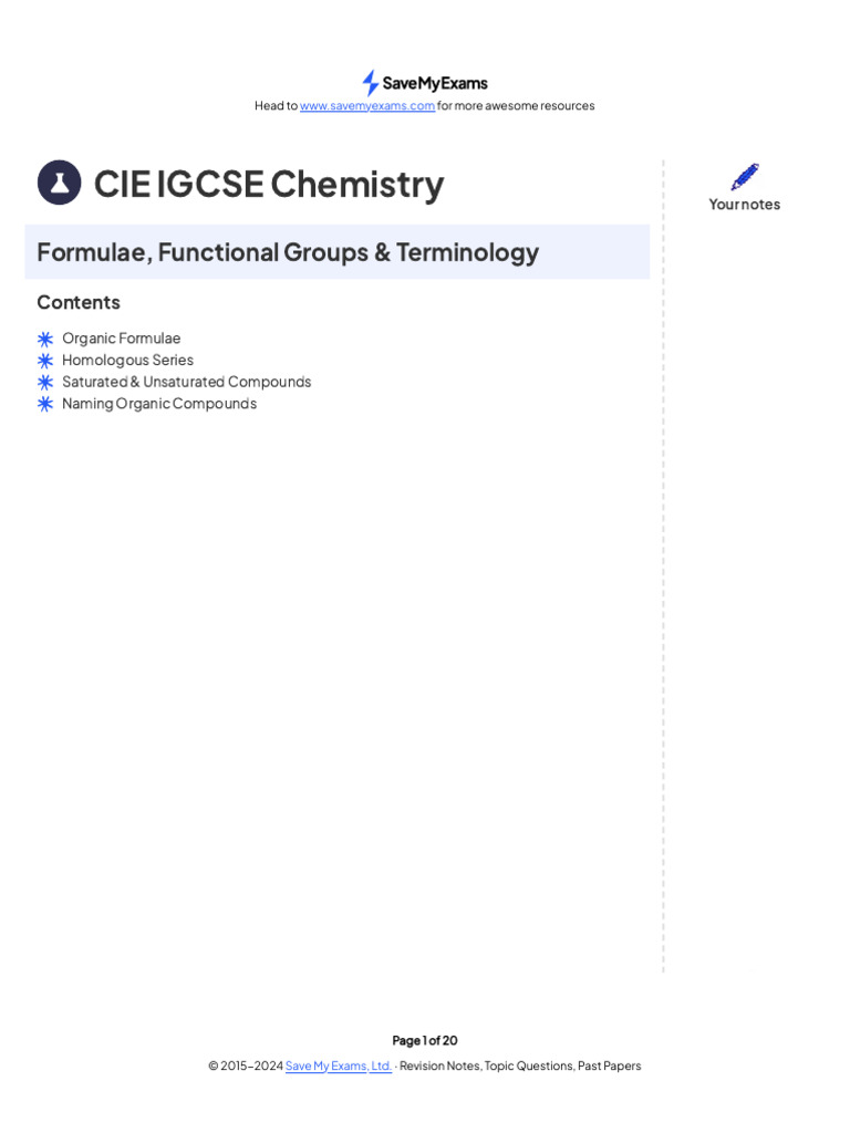 Organic Chemistry Year 11 | PDF | Alkene | Functional Group