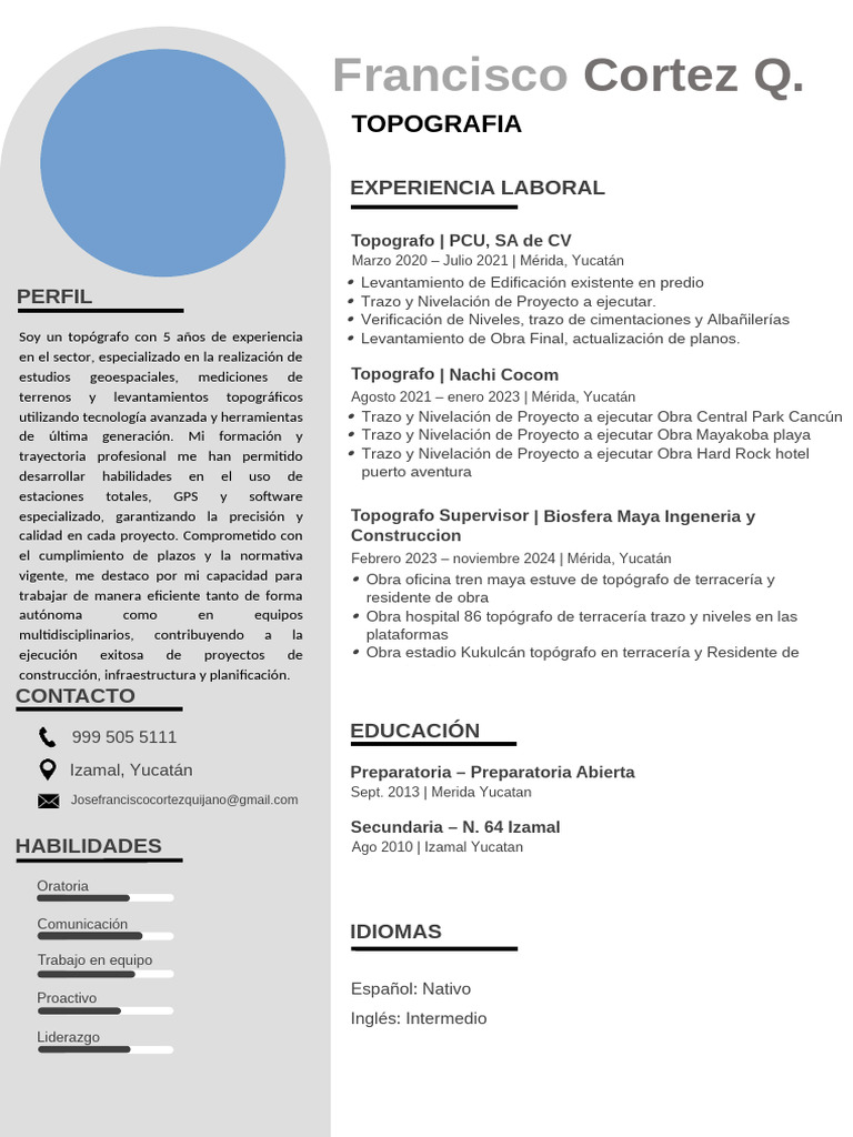 CV Topografo | PDF | Topografía