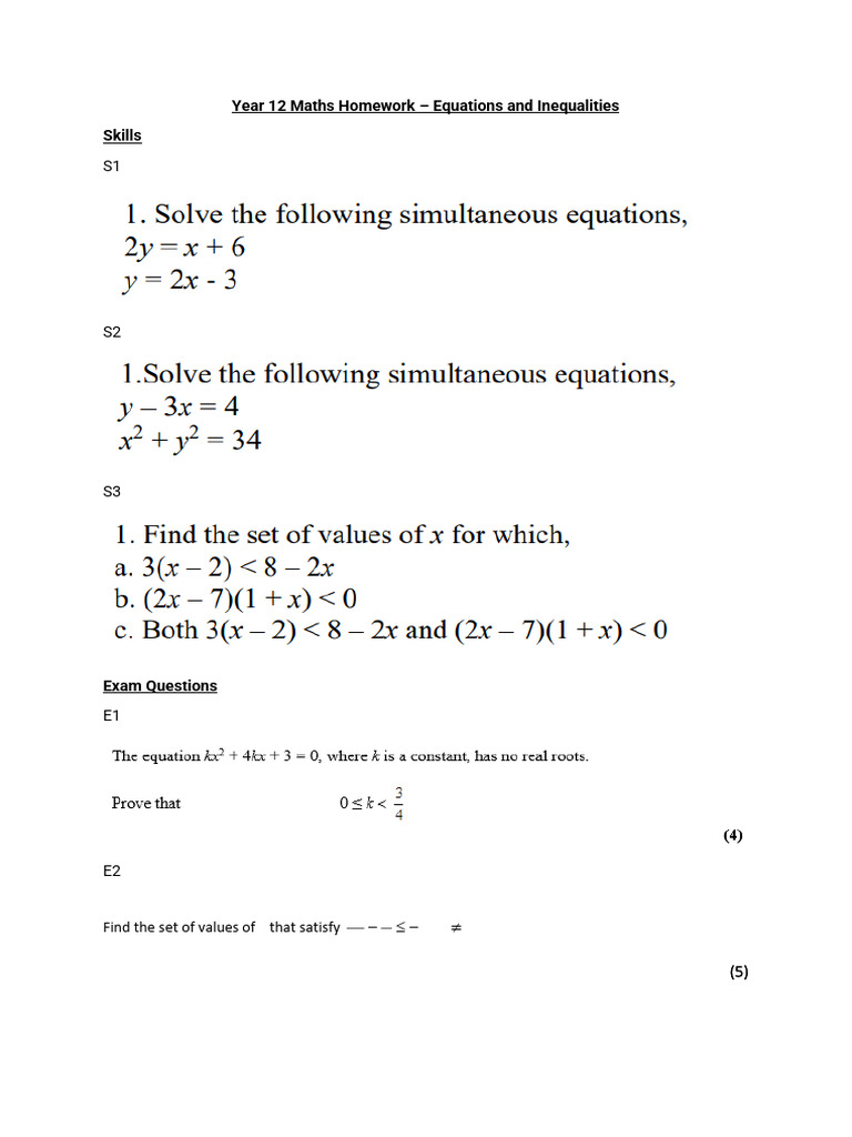 Equations and Inequalities | PDF