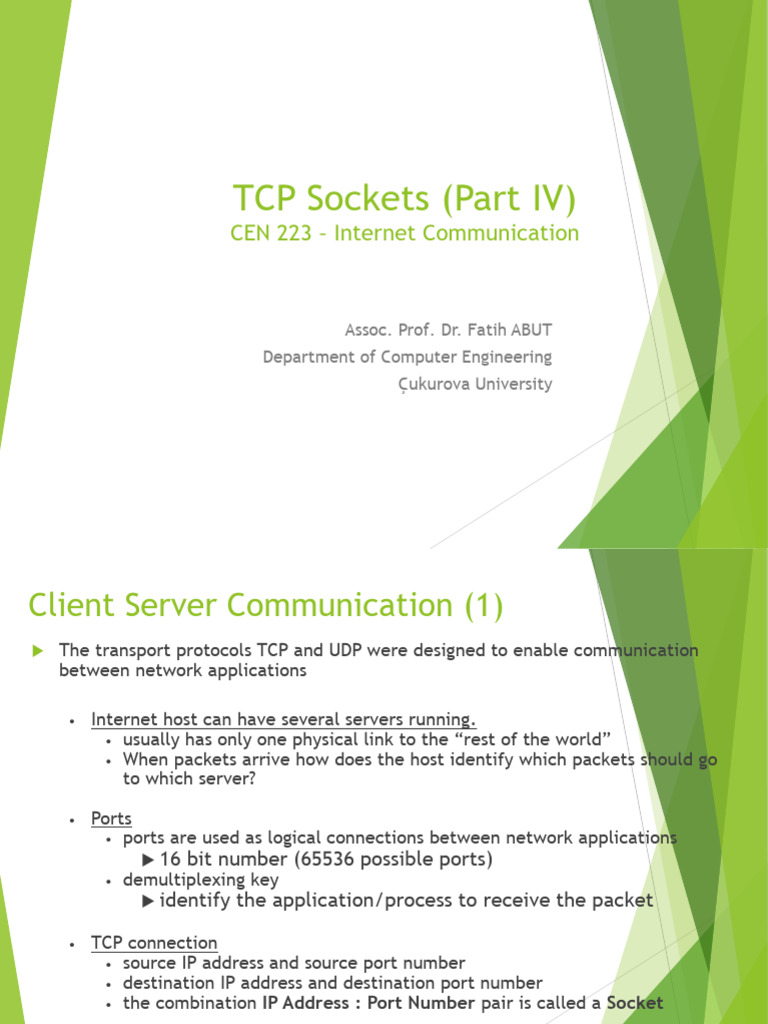 ch7-tcp-sockets | PDF | Port (Computer Networking) | Network Socket