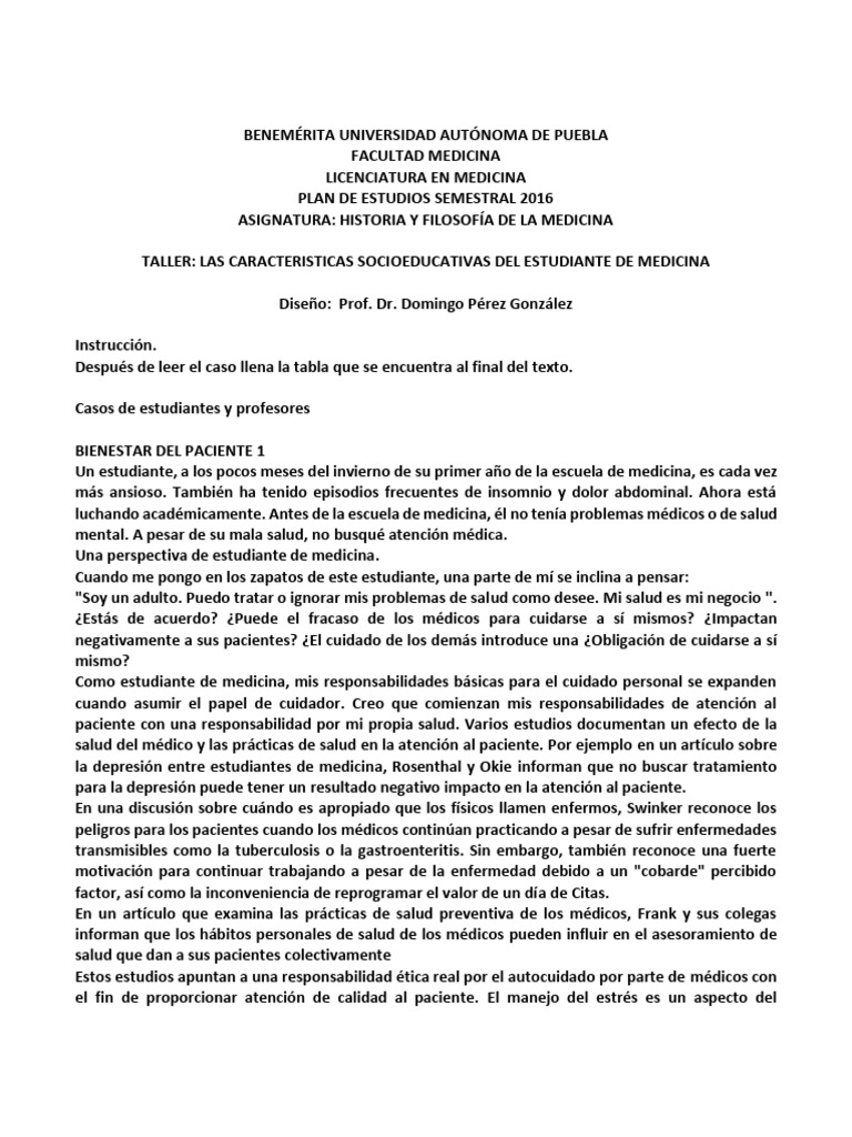 Estrés y autocuidado en estudiantes de medicina | PDF | Estrés ...