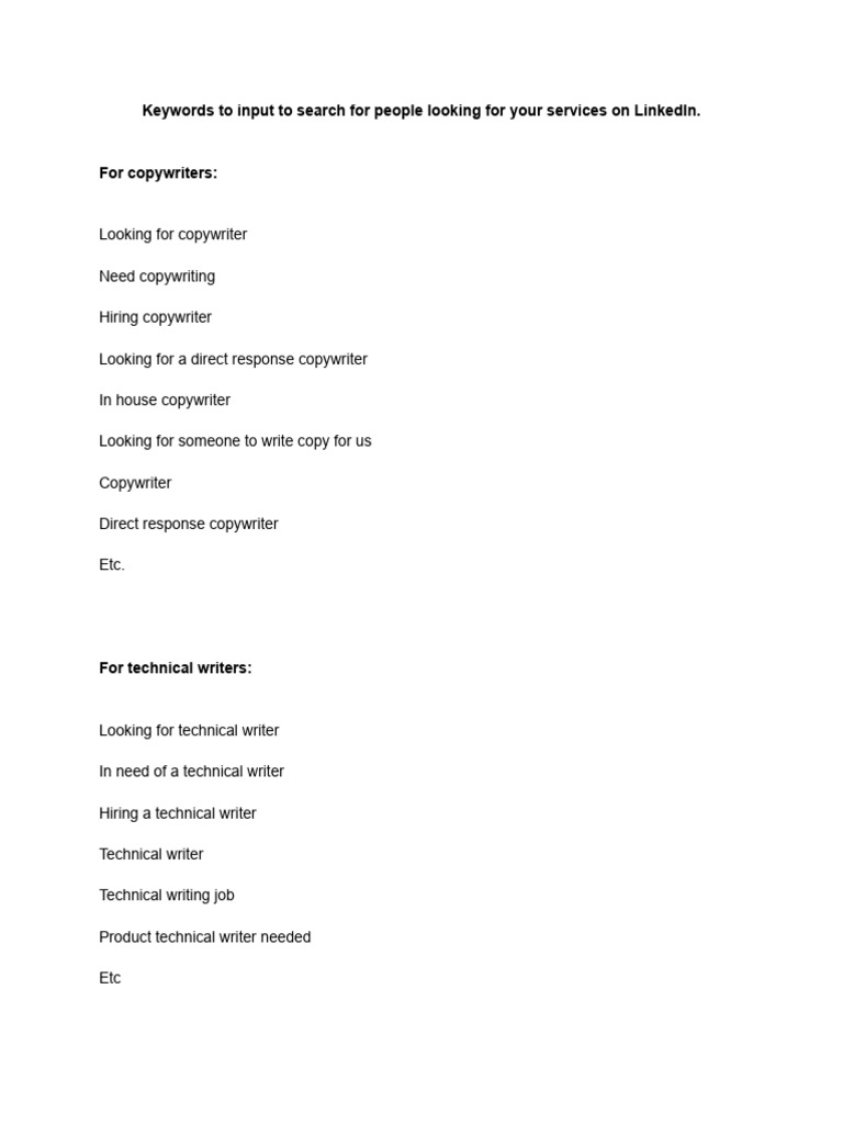Search Keywords and First Contact Cold Messaging Scripts For LinkedIn ...