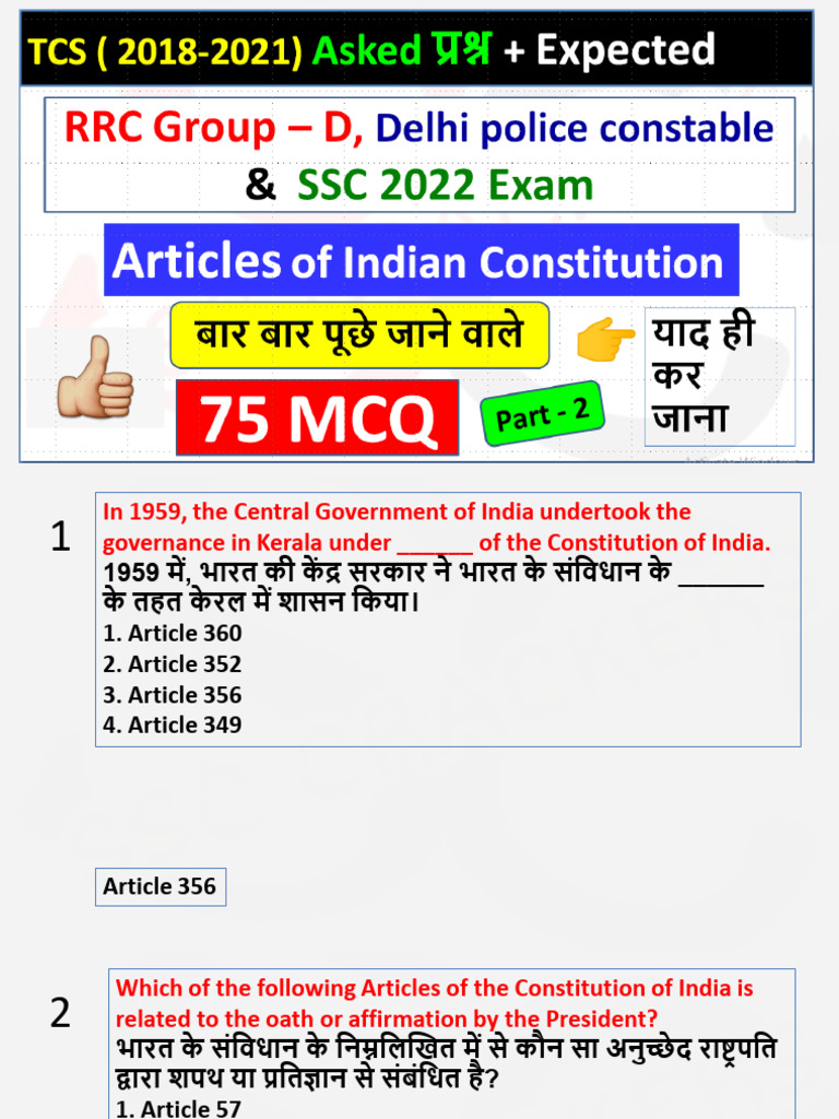 Articles of Indian Constitution Part - 2 | PDF