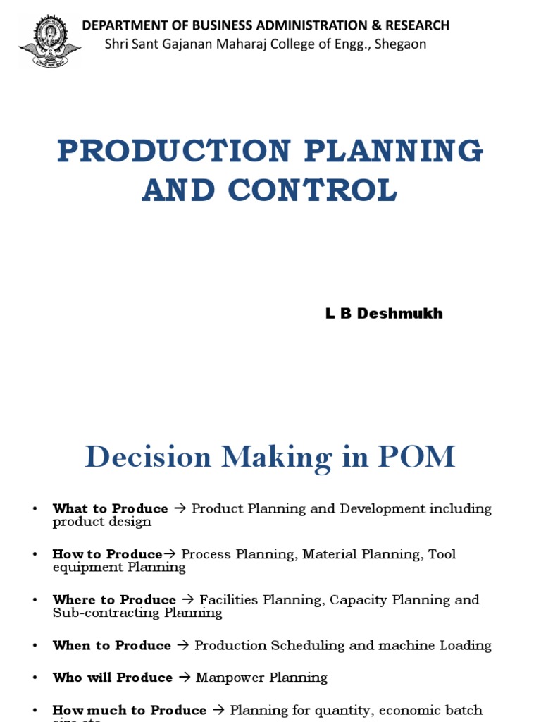 Production Planning and Control | PDF | Business