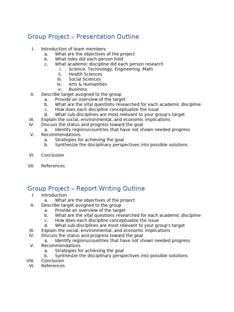 Group Project Outlines (presentation+ report) (1) | PDF