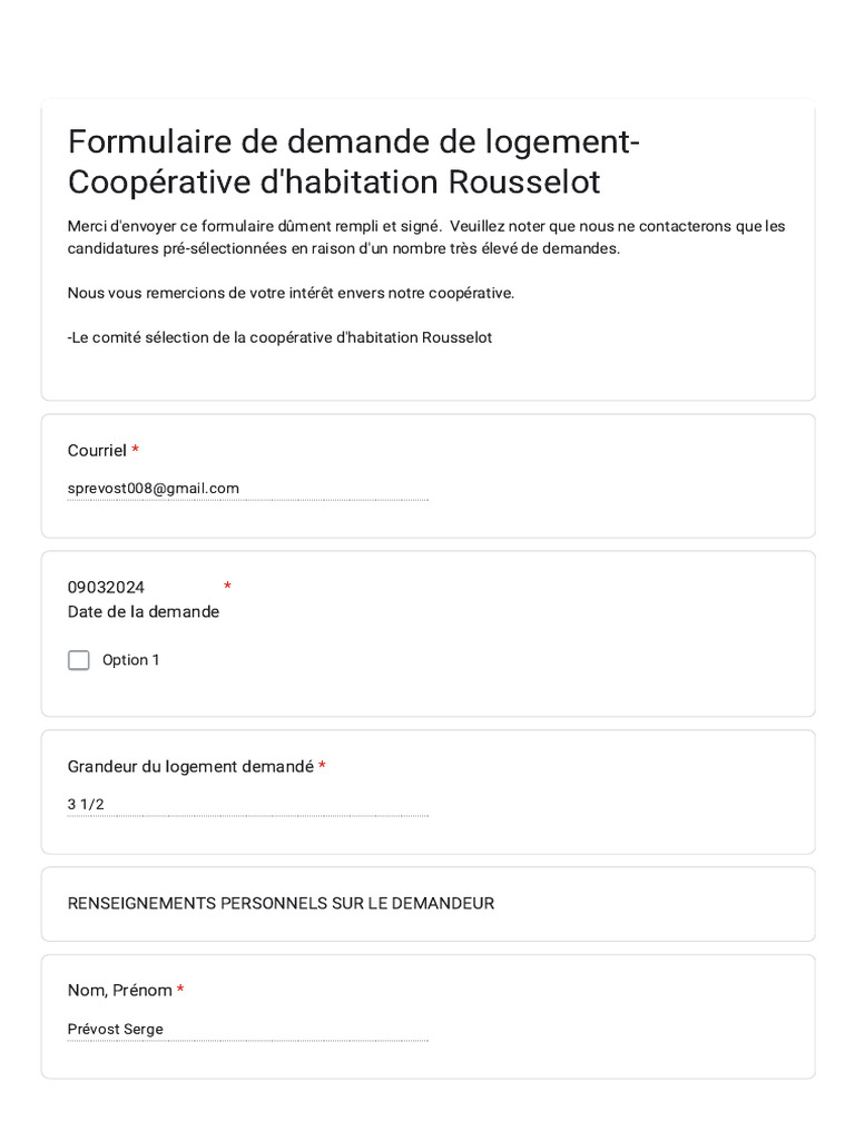 Demande de logement coopératif à Montréal | PDF | Retraite | Logement