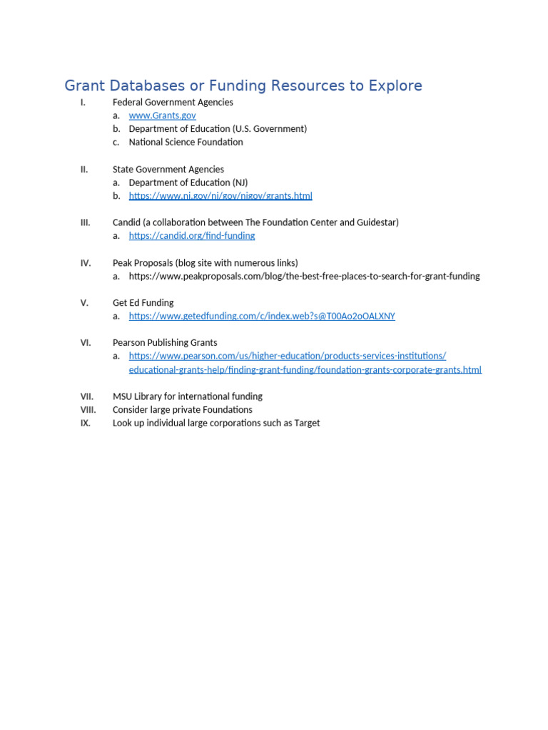 Explore Grant Databases and Funding Resources | PDF