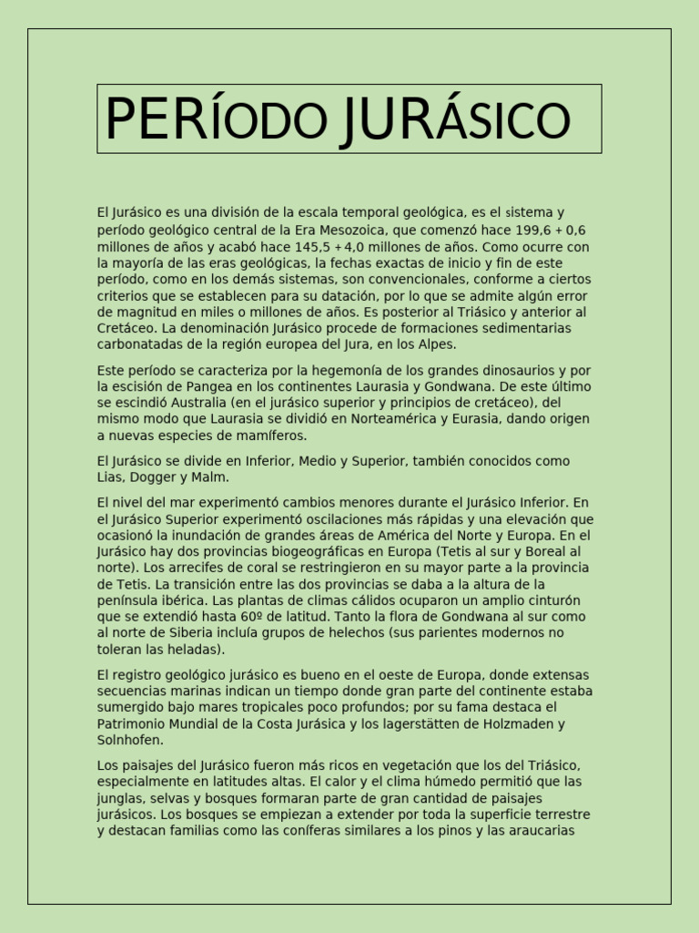 Periodo Jurasico | PDF | Dinosaurios
