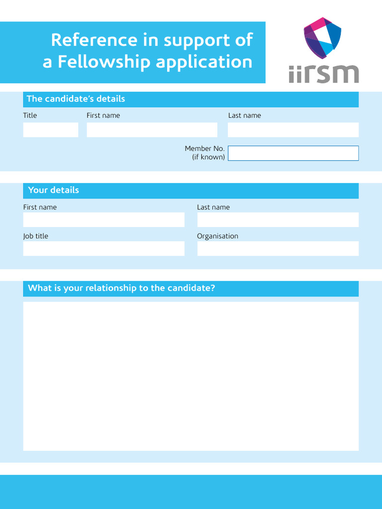 Reference in Support of An Iirsm Fellowship Application | PDF | Business