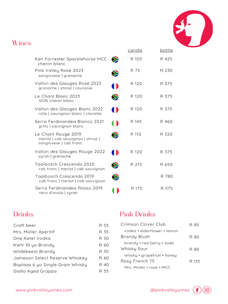Pink Valley Dine and Tasting Menu Dec24 | PDF | Rose | Wine Grape Varieties