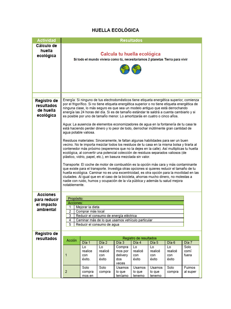 U2 - AI - Formato Huella Ecológica - Recurso1 | PDF | Residuos
