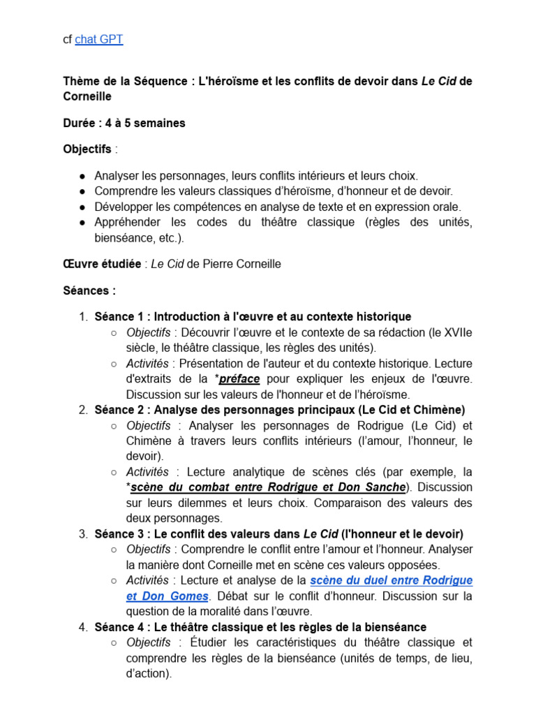 Héroïsme et Devoir dans Le Cid | PDF