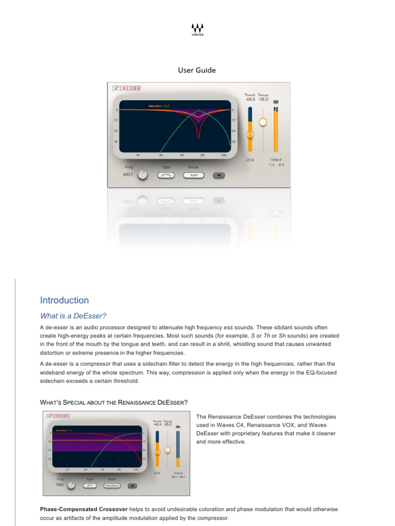 Renaissance DeEsser User Guide | PDF | Electrical Engineering | Sound ...