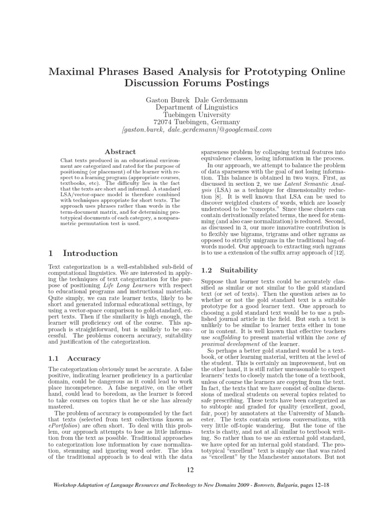 Maximal Phrases Based Analysis For Prototyping Online Discussion Forums ...