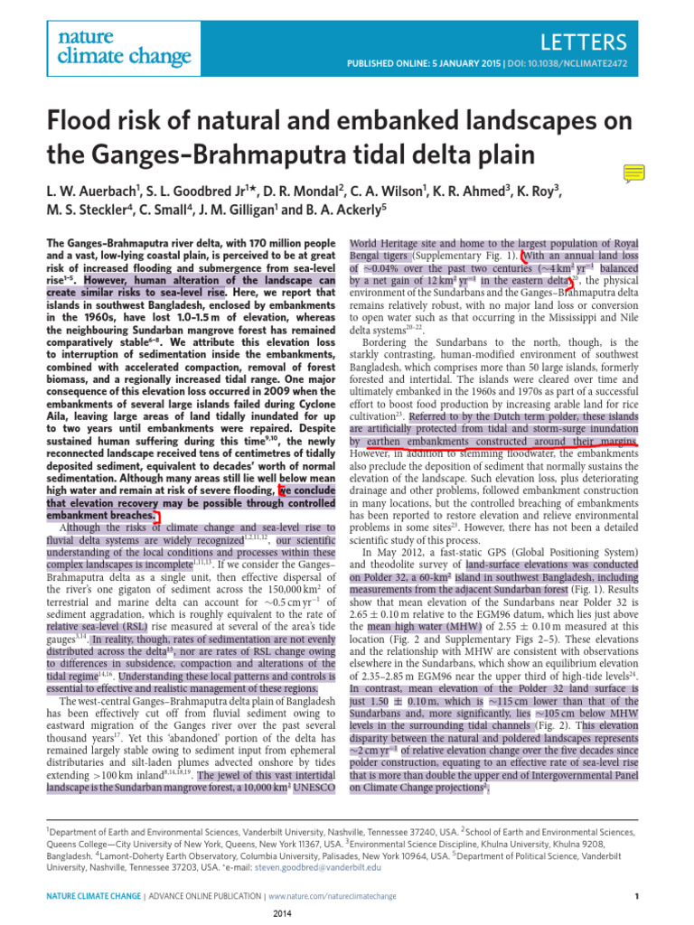 Flood Risk On The Ganges-Brahmaputra Todal Delta Plain | PDF | Levee ...