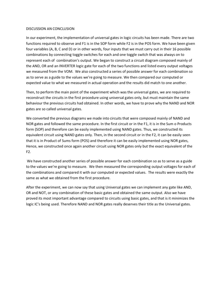 Discussion an Conclusion Logic Lab