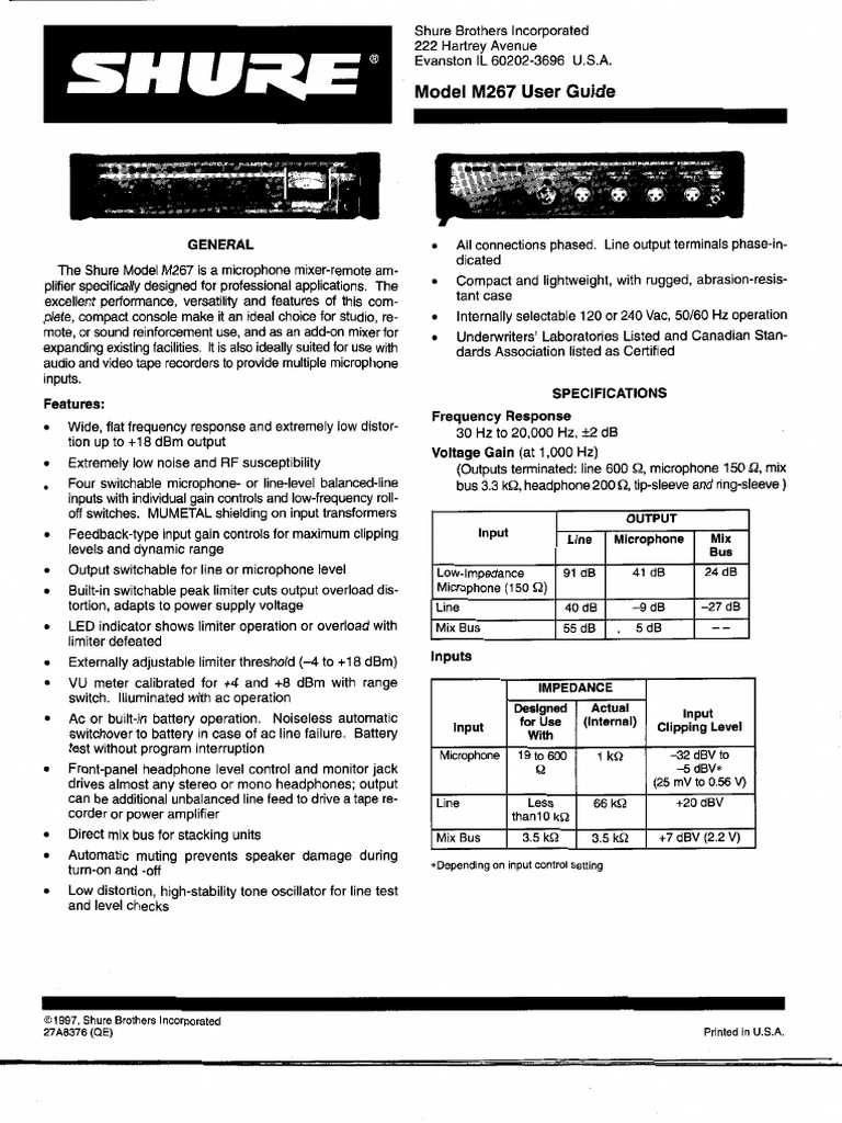 Shure m267 | PDF