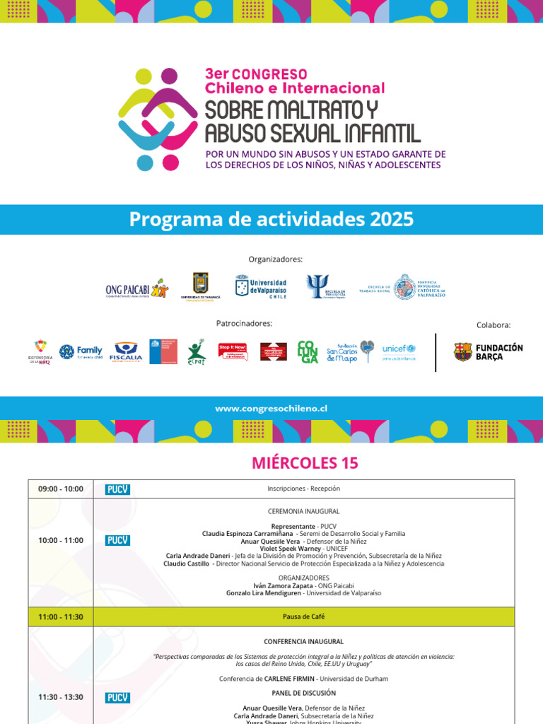 Programa Congreso Niñez 2025 en Chile | PDF | Abuso infantil | Violencia