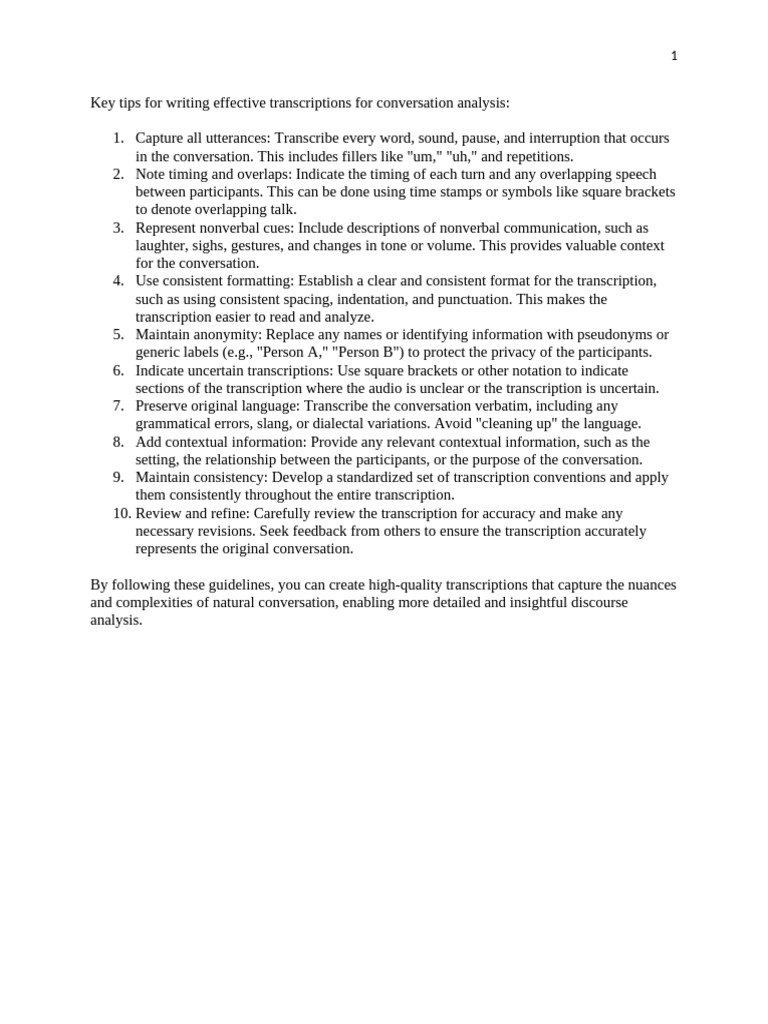 Effective Transcription Tips & Notations | PDF | Bracket | Nonverbal ...