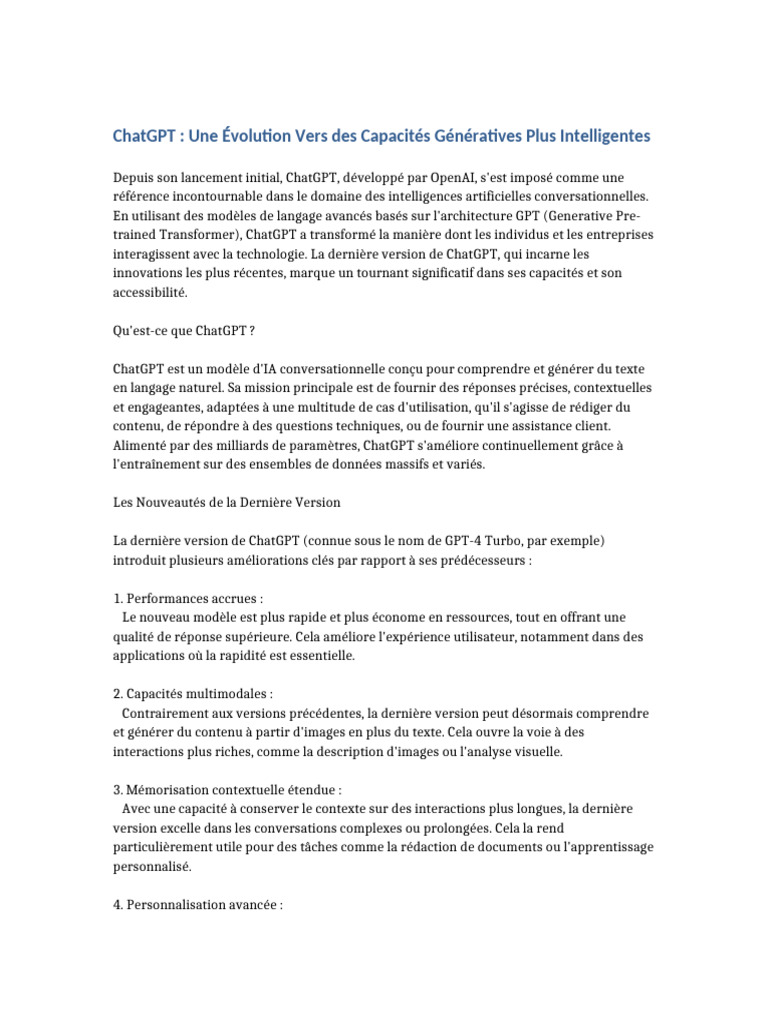 ChatGPT 4 : Innovations et Applications | PDF | Intelligence ...