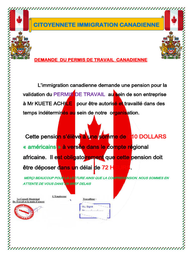Demande de permis de travail canadien | PDF