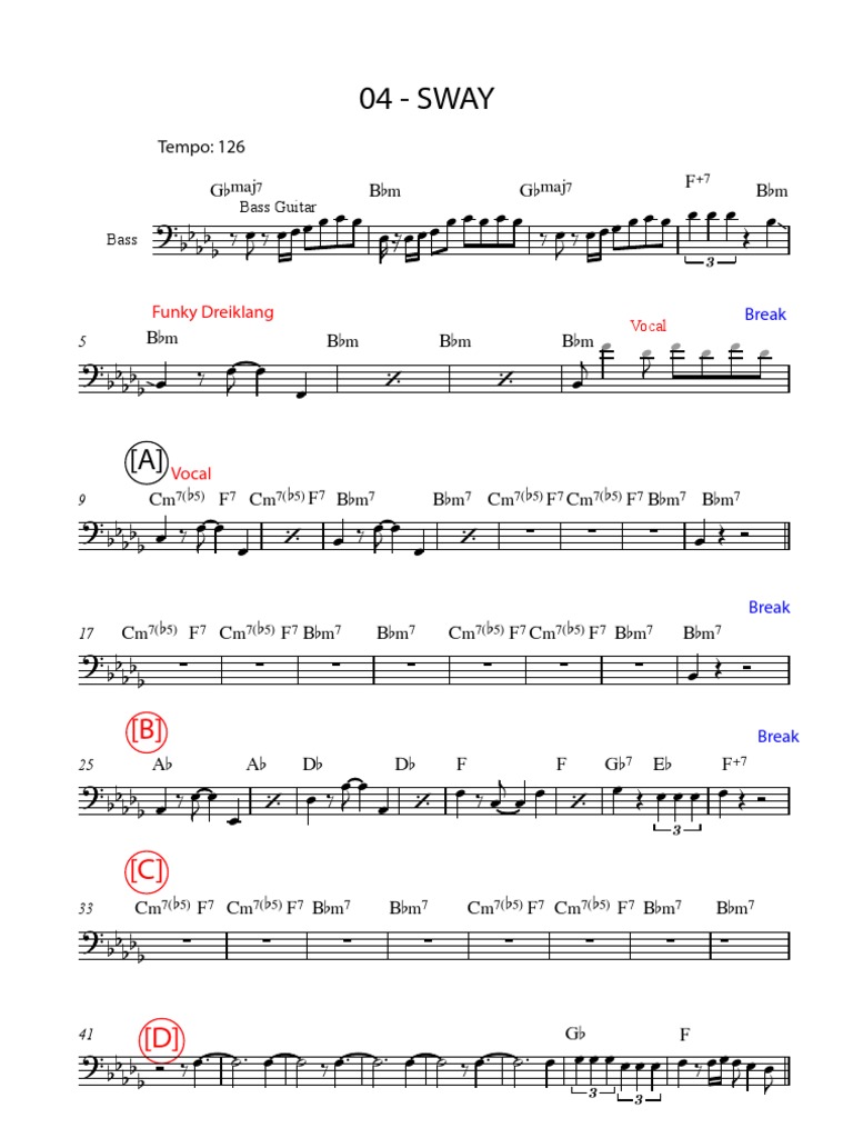 Pussycat Dolls Sway Leadsheet
