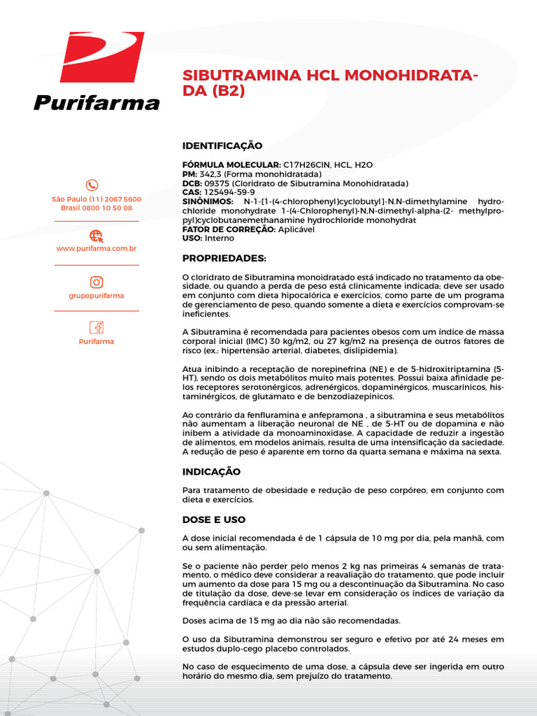 Sibutramina: Indicações e Dosagem | PDF | Medicina Clínica | Doenças e ...