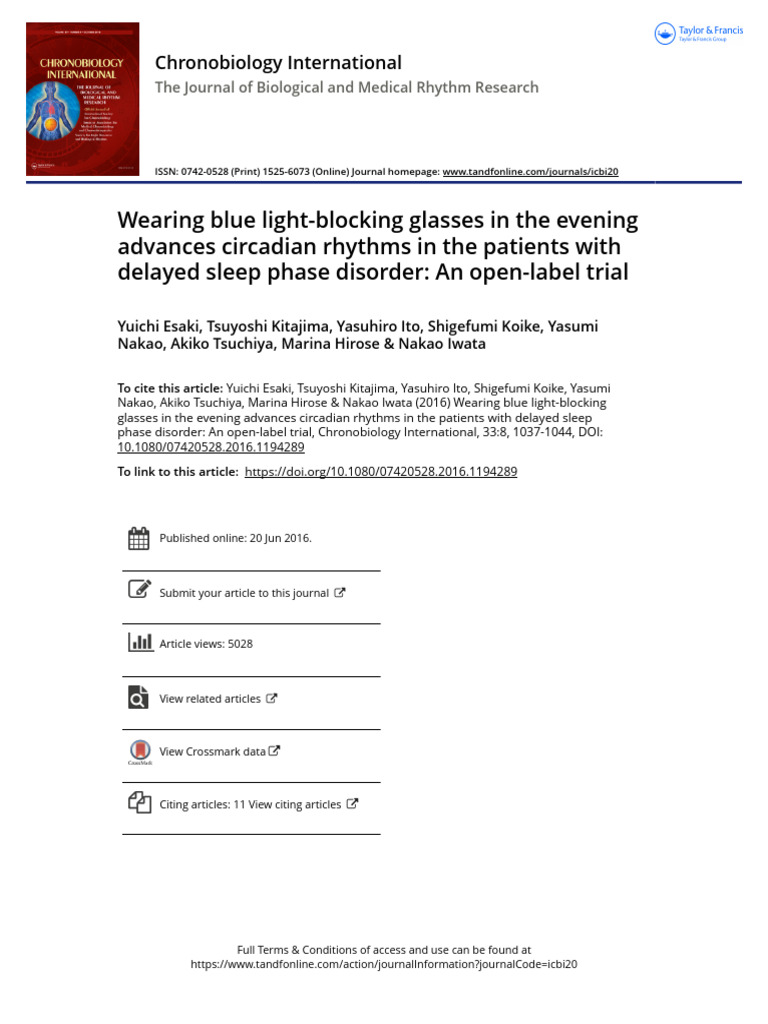 Blue Light Glasses for Delayed Sleep Phase | PDF | Circadian Rhythm | Sleep