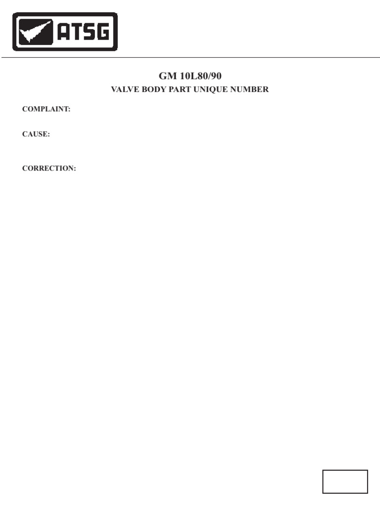 GM 10L80/90 Valve Body PUN Guide | PDF