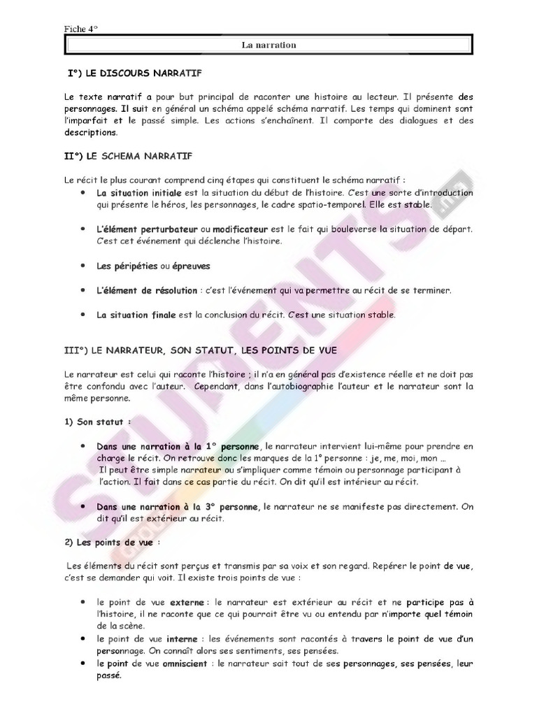 Analyse du texte narratif | PDF