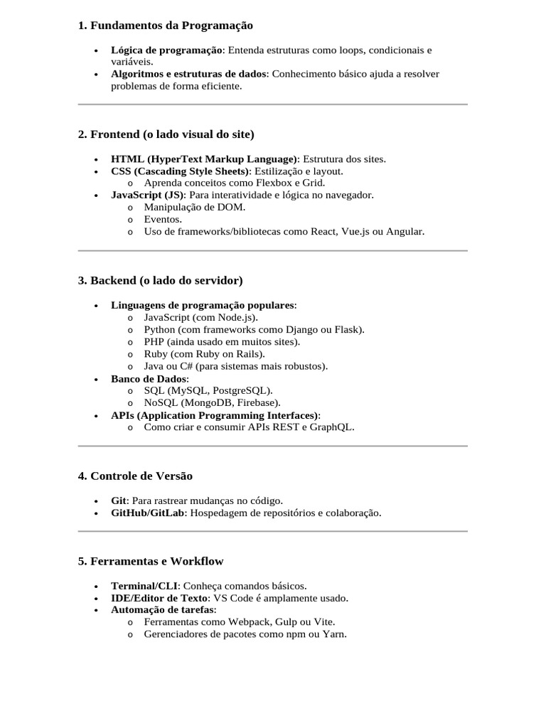 Plano de Estudo para Desenvolvimento Web | PDF | Script Java | Html