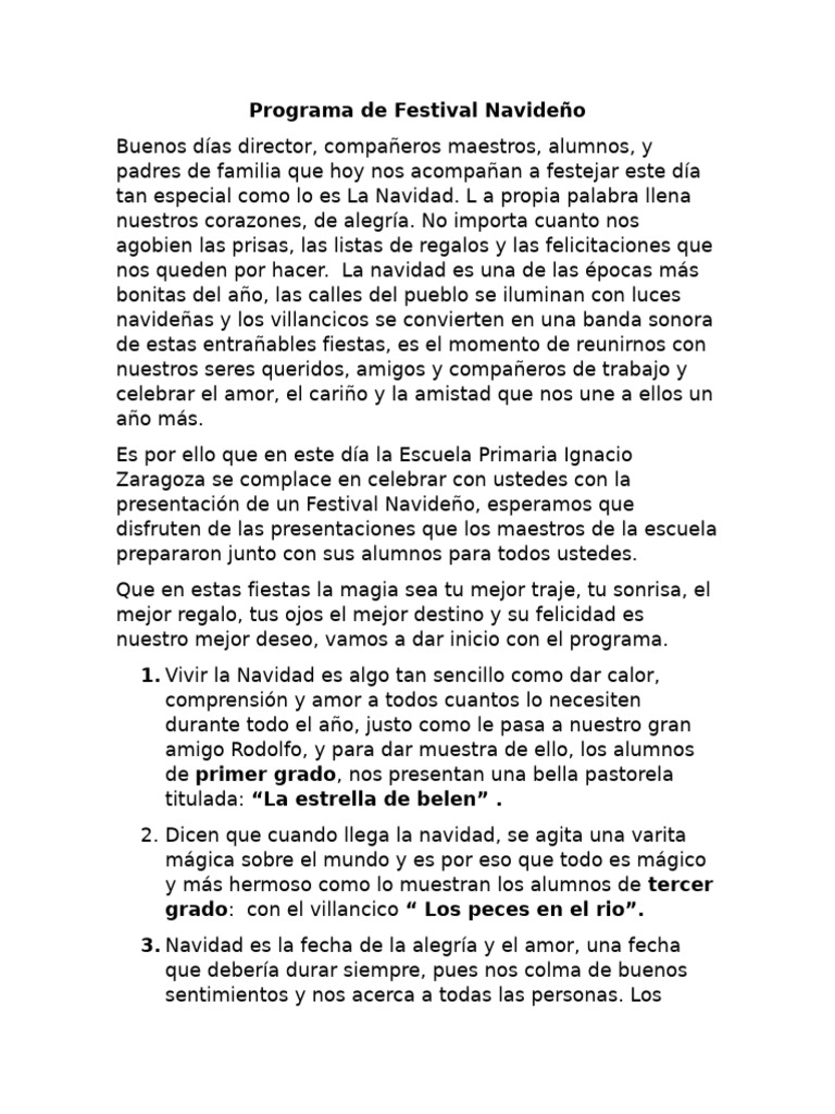 Festival Navideño en Escuela Zaragoza | PDF | Navidad | Amor